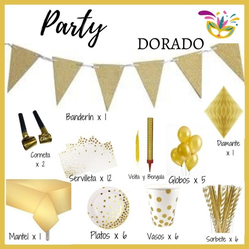 Party Dorada ( Kit Completo Para Cumpleaños)