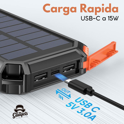 Power Bank Solar 20000mah Batería Portátil Carga Inalambrica