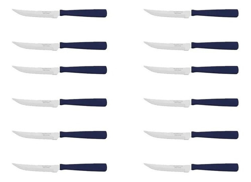 Pack X12 Cuchillo Para Asado Azul Línea New Kolor Tramontina