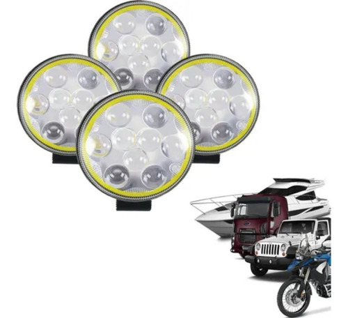 4 Farol De Milha Led Redondo 27w 12v/24v Carro Jeep Caminhao