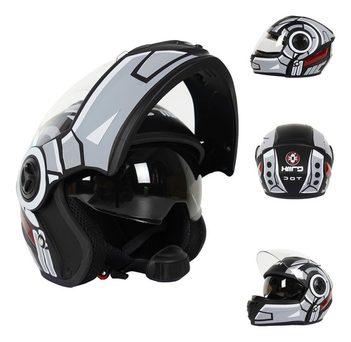 Casco Certificado Con Respirador Doble Lente Abatible Moto