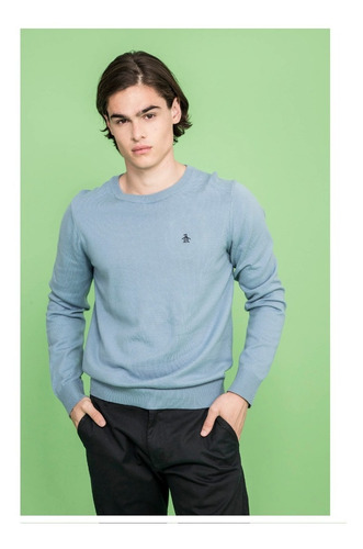 Imagen 2 de 8 de Sweater Basico Penguin Hombre Cotton Crew Sweater Celeste