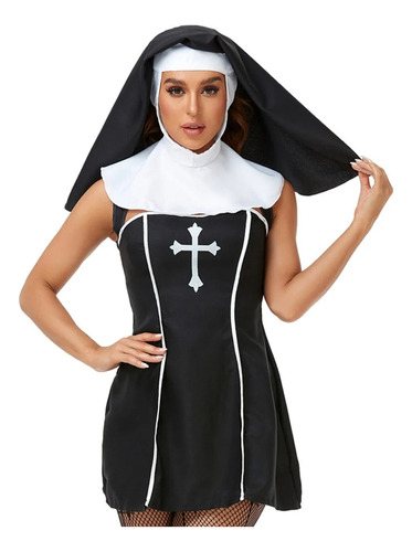 Disfraz De Monja De Purim Habit Hermana Sacerdote Cosplay