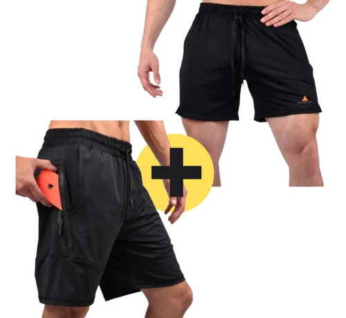 Combo Deportivo!bermuda Bolsillo P/celular+short Con Cierres