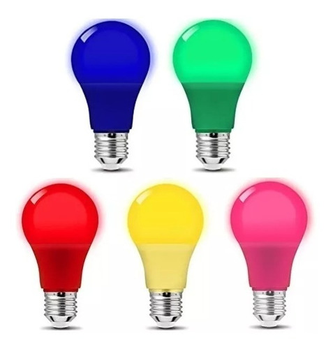 5 Focos Led 12w Colores Azul Rosa Verde Rojo Amarillo 1caj