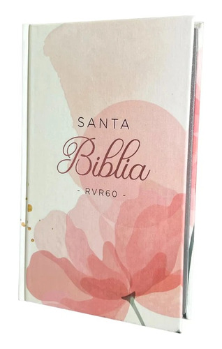 Biblia Rvr60 Letra Grande 12 Pts Tapa Dura Tela Flores Rosa