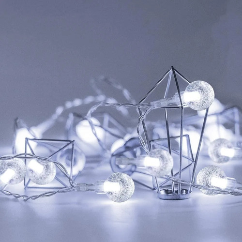 Imagen 2 de 9 de Luces Guirnalda 50 Led Bolita Cristal 5 Metros A Pila Frío.*