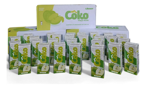 Água De Coco Sabor Maçã Verde - Kit 27 Uni - Maça Verde