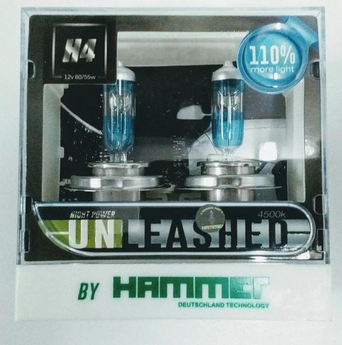 Bombillos H4 Hammer Unleashed 110%+luz 4.500k 12v 60/55w 