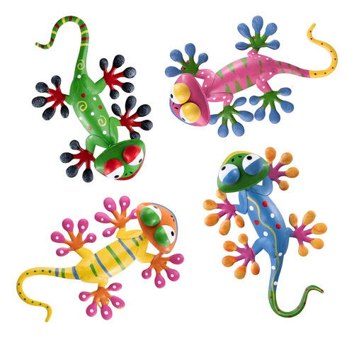 Yeahome Paquete De 4 Figuras Inspiradoras De Metal Geckos Pa