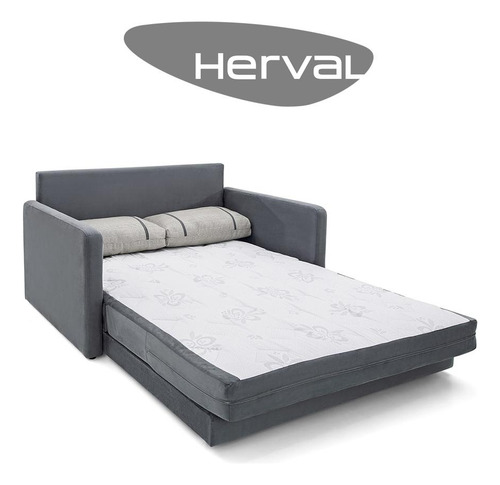 Sofá-cama 3 Lugares Queen Herval Space, Suede Molhado Cinza Cor Cinza-escuro Desenho Do Tecido Liso