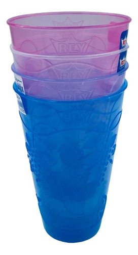 Juego De Vasos  Plásticos  X4 Colores Surtidos Tropical Rey