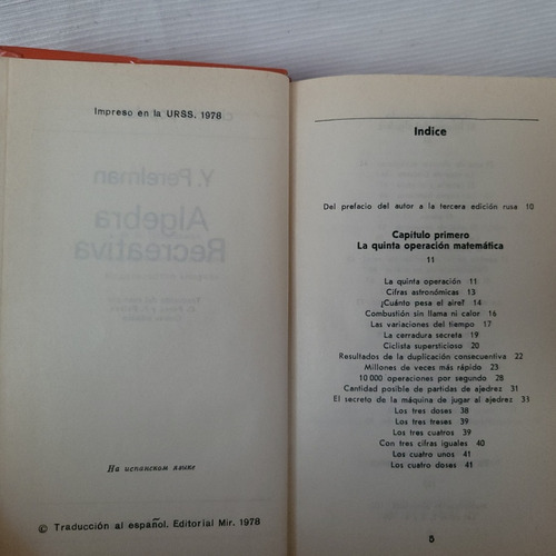 Imagen 5 de 10 de Algebra Recreativa Yakov Perelman Mir Moscu 1978 Tapa Dura