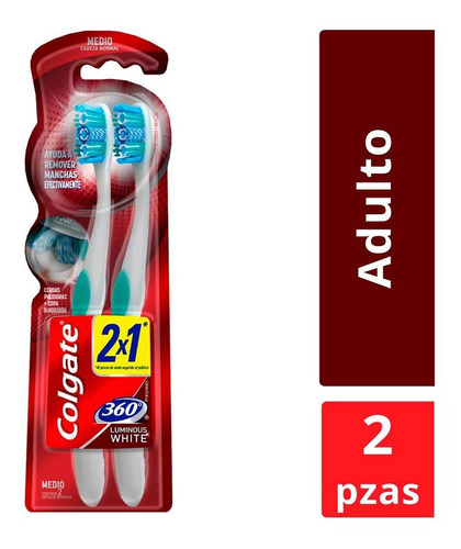 Cepillo De Dientes Colgate 360° Luminous White 2 Cepillos