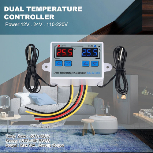Dual Digital Thermostat Temperature Controller Two Relay
