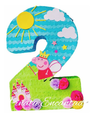 Piñata Número 2 Peppa Pig Decoración Fiesta Infantil