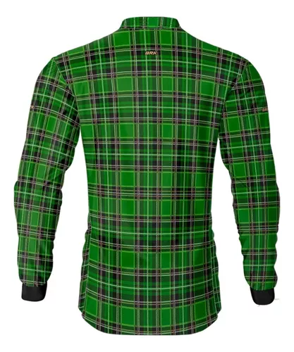 Camisa Camiseta Country Masculina Xadrez Verde Brk Com Uv50+