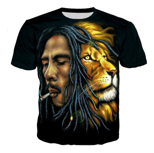 Camiseta De Manga Corta Con Estampado 3d De Bob Marley