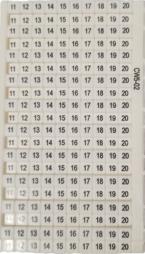 Plancha De Numeros 11-20 Cw-5-02 Zoloda X100 Unidades