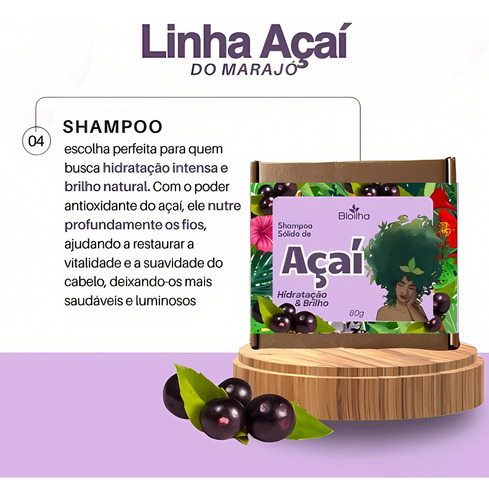 Shampoo Sólido De Açaí Bioilha 2und