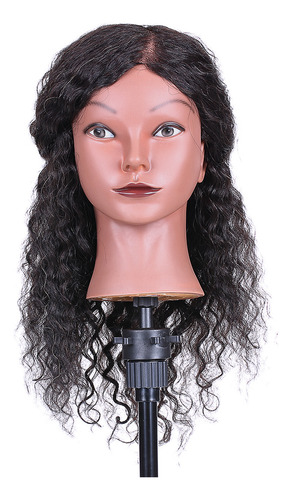 Cabello Humano Dummy Head, 100% Trenzado, Negro, Con