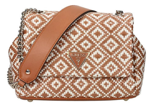 Guess Rianee Bandolera Convertible Con Solapa, Color Coñac
