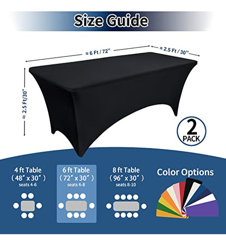 Mantel Elástico Ajustable 6 Pies Para Mesas Rectangulares Si