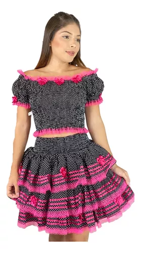 Conjunto Festa Junina Fantasia Caipira Saia E Blusa Xadrez