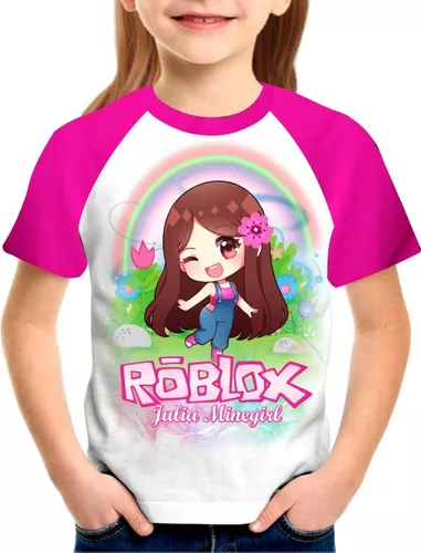 camiseta preta infantil menina jogo roblox julia minegirl personalizada