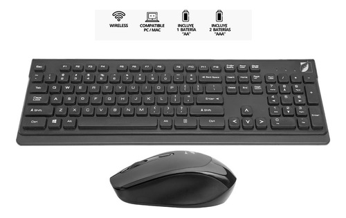 Kit De Teclado Y Mouse Para Pc/mac Inalámbrico 10 M, Negro