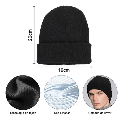 2pcs Cubrecabezas Gorro Y Bufanda De Negro Invierno