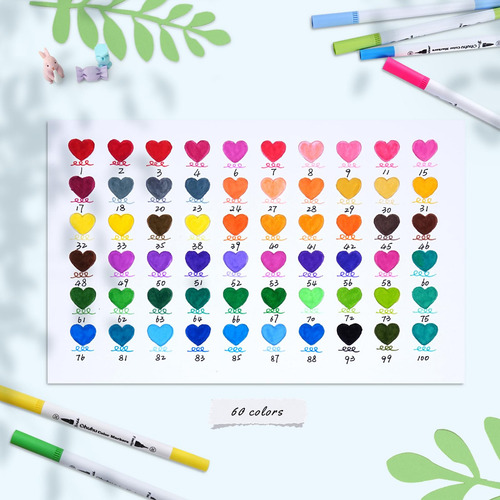 Marcadores Para Colorir Ohuhu Maui 60 Cores Com Pontas Dupla