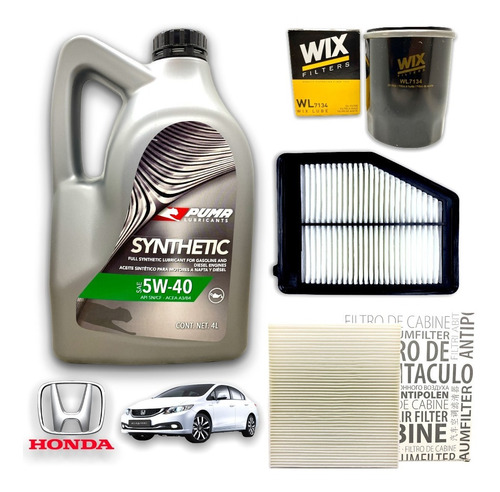 Kit Service Aceite 5w40 + 3 Filtros Honda Civic 1.8 16v