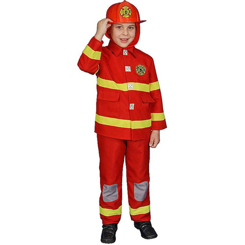 Disfraz De Bombero Rojo Talla Medium(8-10) Para Niño-