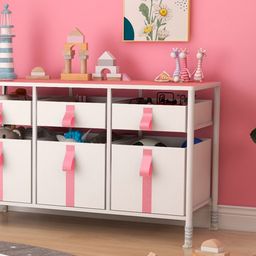 Cómoda De Acero Con 6 Cajones Para Ropa Y Juguetes Color Rosa