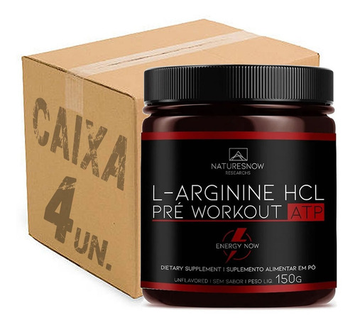 Atacado 4x Arginina Hcl Pre Workout 150g - Natures Now Sabor Sem Sabor