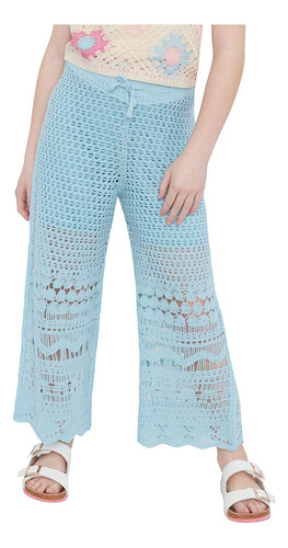 Pantalón Niña Crochet Flowers Aqua Corona