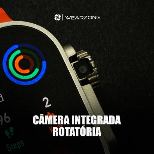 Smartwatch Horizon Pro 4g Amoled Câmera Giratória Nfc 64gb Xwear Ocean Preto Pulseira Laranja Bisel Prateado