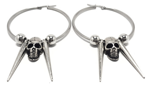 Aros Argolla Calavera Puas En Acero Inox 316.