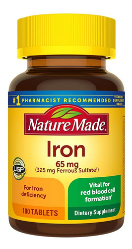 Hierro Nature Made Iron 65 Mg 180 Tabletas