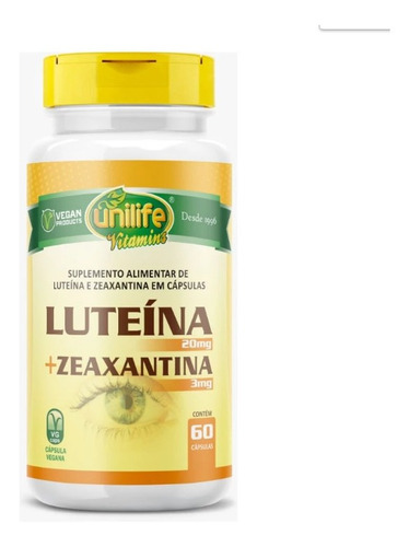 Luteína E Zeaxantina 60 Cáp 400mg - Unilife Tagetes Erecta