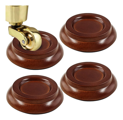 4 Tazas Verticales Piano Ruedas De Madera Maciza Negra,...