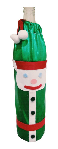 Cubre Botellas De Navidad De Duendes O Elfos Tela Metalizada