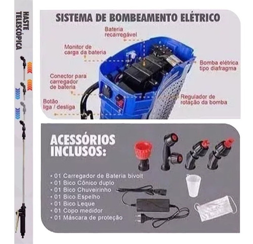 Pulverizador Costal Elétrico E Manual Kawashima 20l Pem-p20