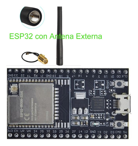 Esp32 Wifi Bluetooth Con Antena Externa Y Adaptador 38 Pines