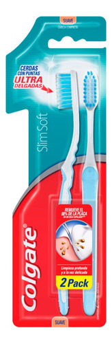Cepillo de dientes Colgate Slim Soft Compact Head suave pack x 2 unidades