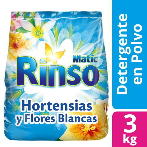 Rinso Detergente Polvo Hortensias Y Flores Blancas 3kg