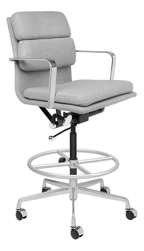 Silla De Dibujo Acolchada Diseño Ergonómico Tela Gris