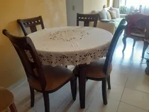 Comprar Juego De Comedor Redondo De Madera Labrada 4 Puestos.