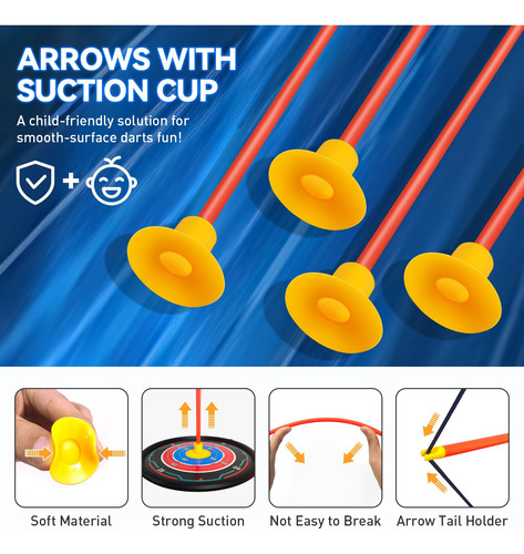 Arco Y Flecha Led Infantil Set Con 10 Flechas Succion 3-13 Azul